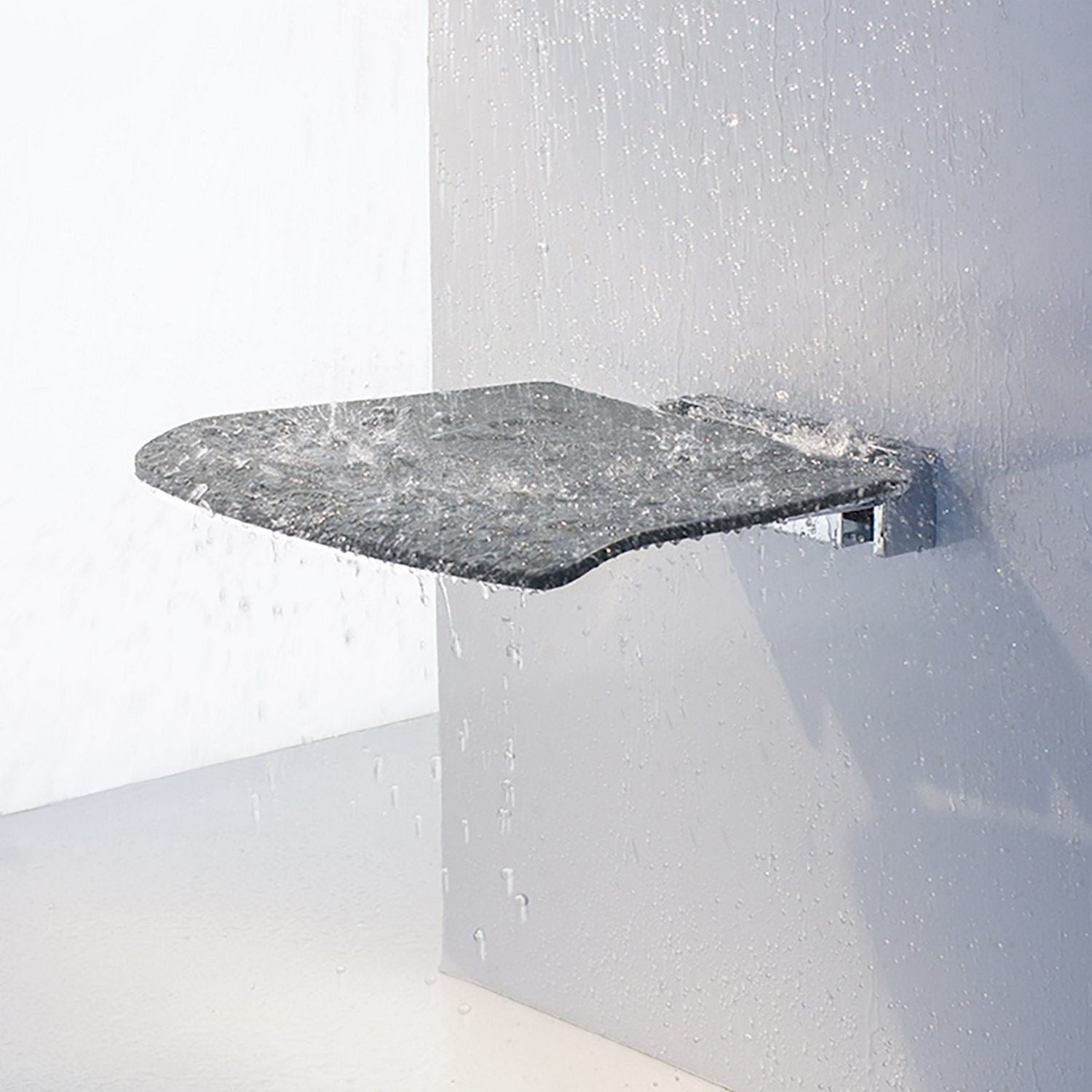 FK414 Smedbo Living Folding Wall Mounted Dark Grey Shower Seat Folded Down