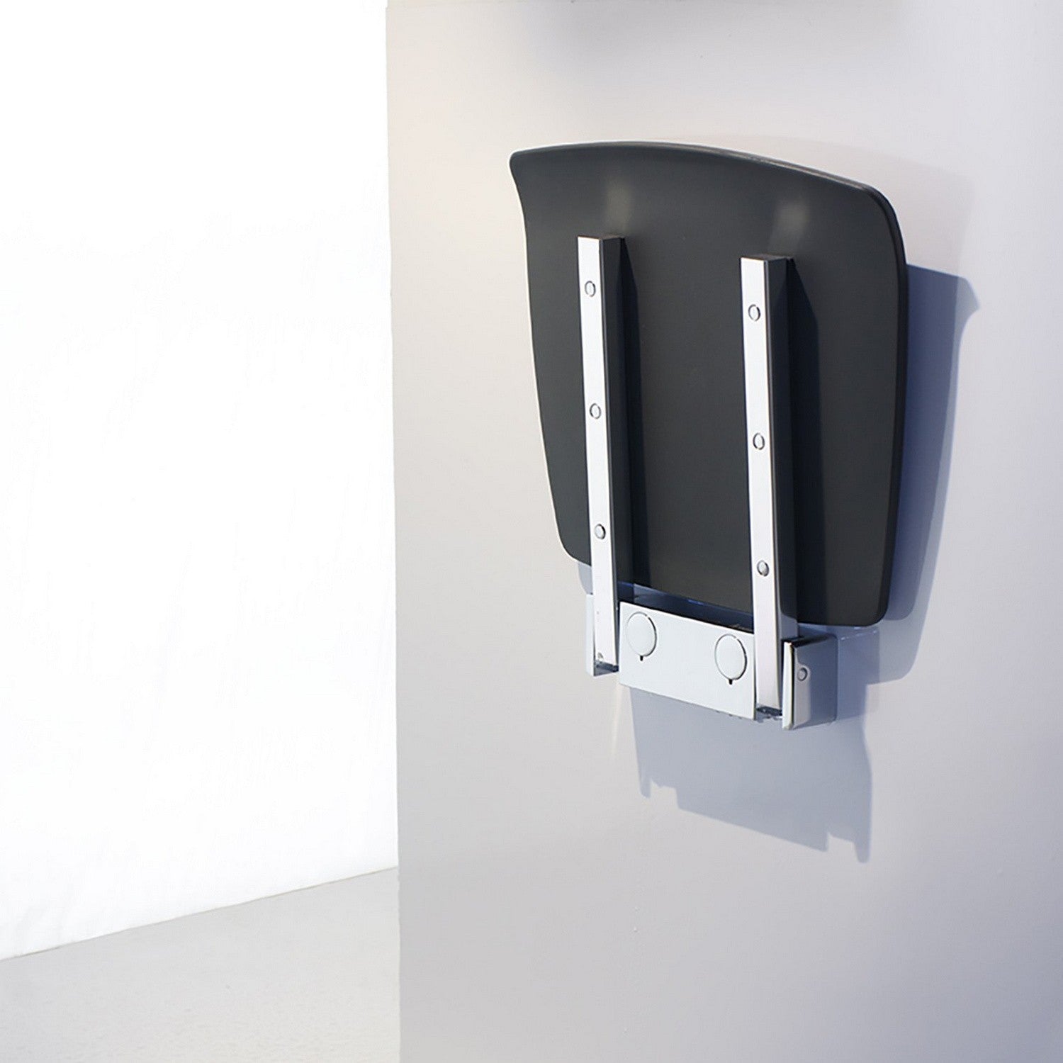 FK414 Smedbo Living Folding Wall Mounted Dark Grey Shower Seat Folded Up