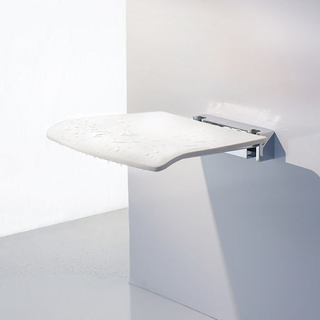 FK404 Smedbo Living Folding Wall Mounted White Shower Seat Folded Down