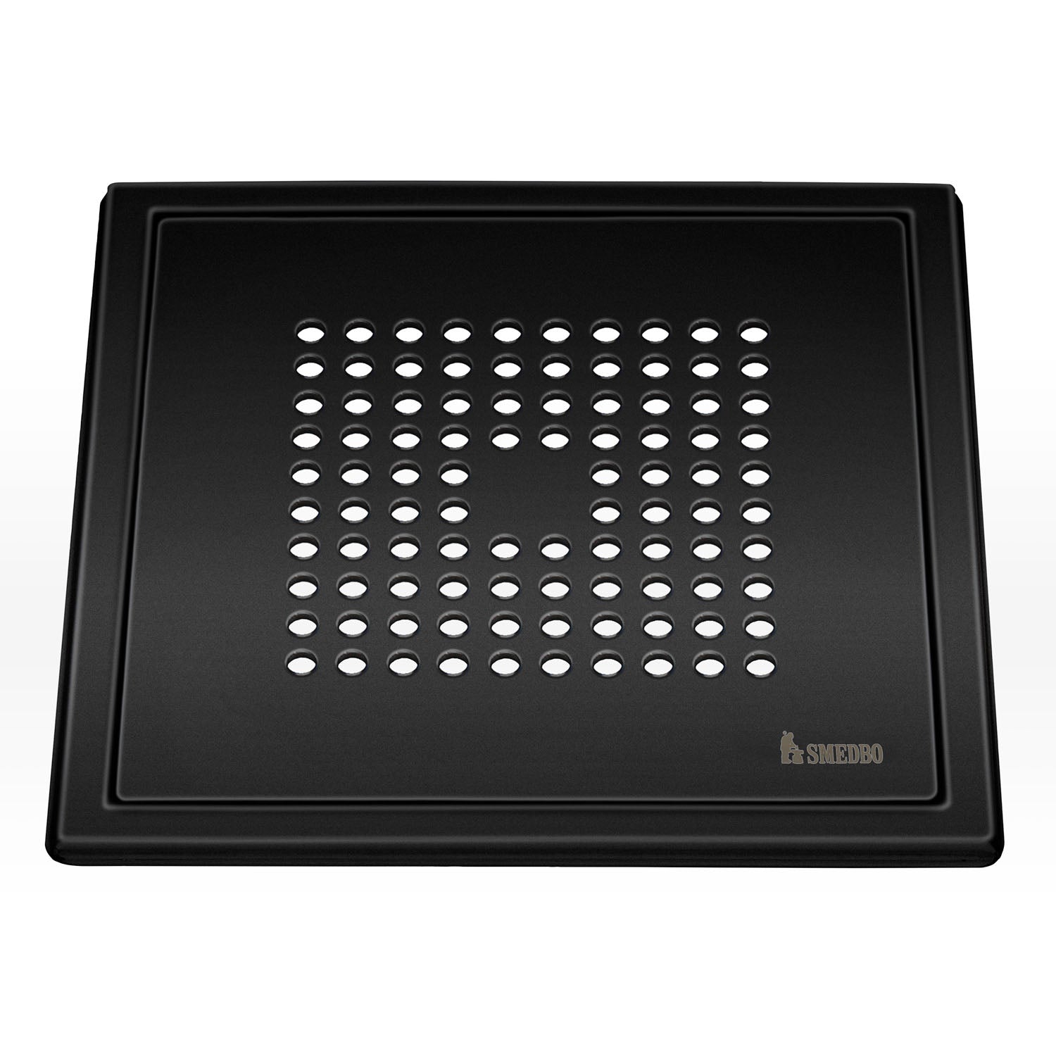 Smedbo Outline Black Stainless Steel Floor Grating with Square Pattern