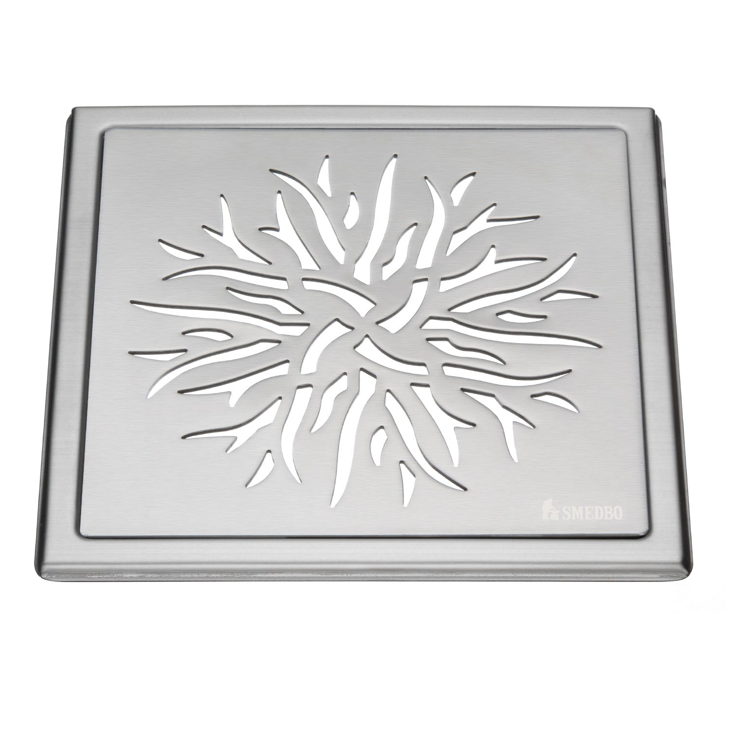 Smedbo Outline Brushed Stainless Steel Floor Grating with Crown Pattern