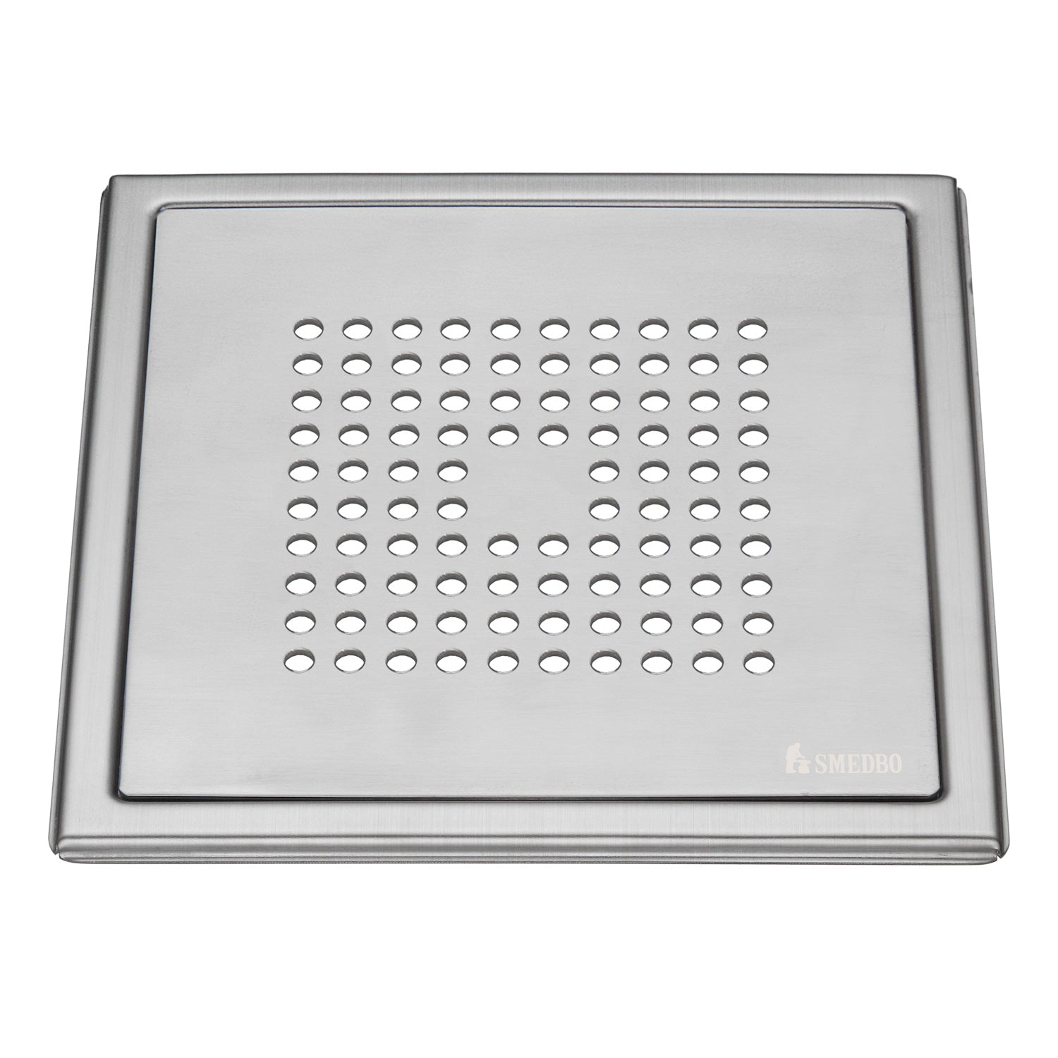 Smedbo Outline Brushed Stainless Steel Floor Grating with Square Pattern