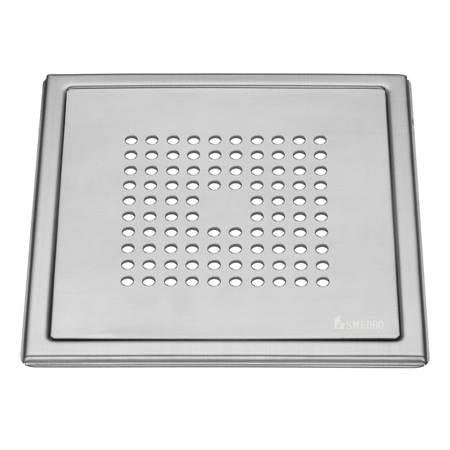 Smedbo Outline Brushed Stainless Steel Floor Grating with Square Pattern