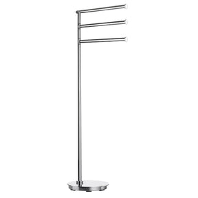 Smedbo Outline Freestanding Round Base Triple Towel Rail in Polished Stainless Steel