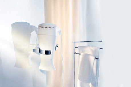 Smedbo Outline Freestanding Squared Triple Towel Rail in Polished Stainless Steel lifestyle