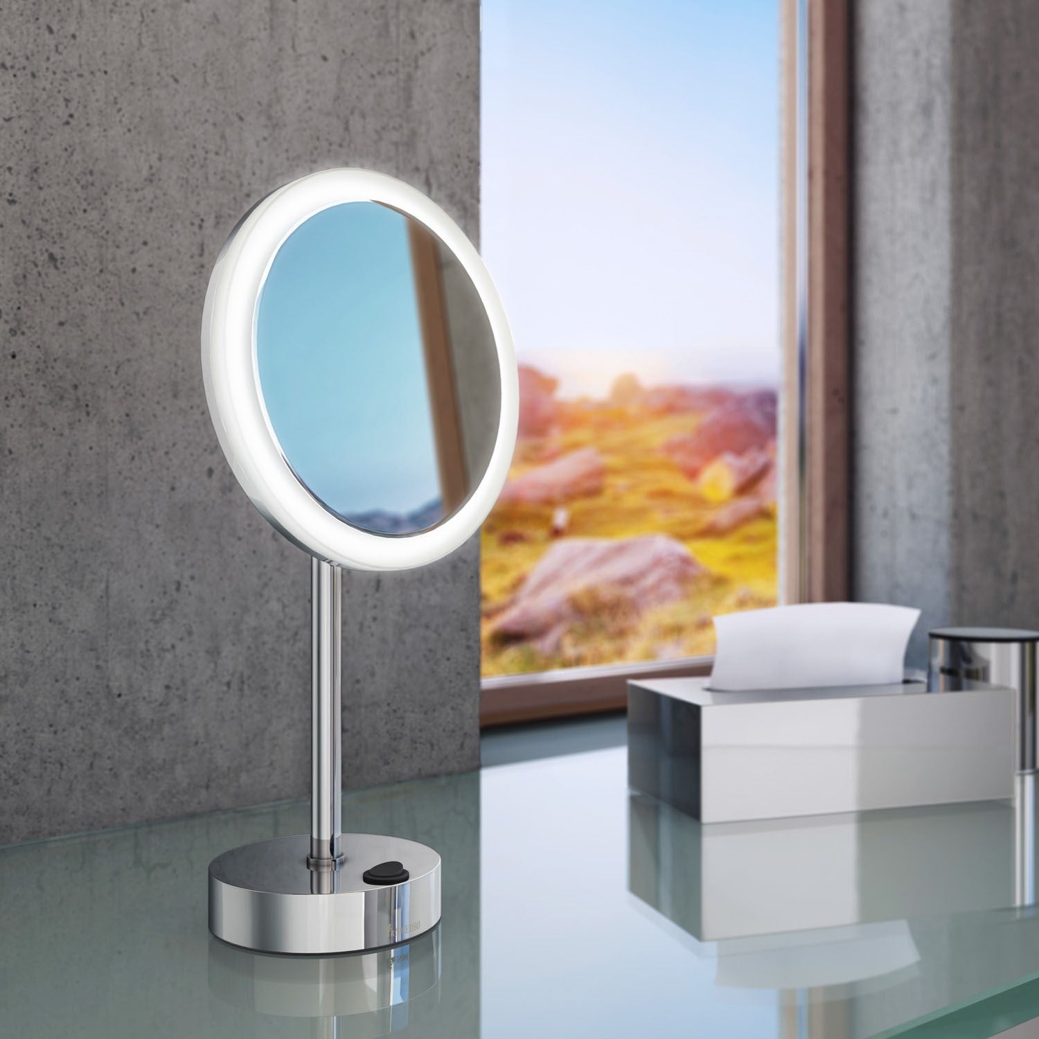 FK484EP Smedbo Outline LED Chrome Shaving and Makeup Mirror Lifestyle