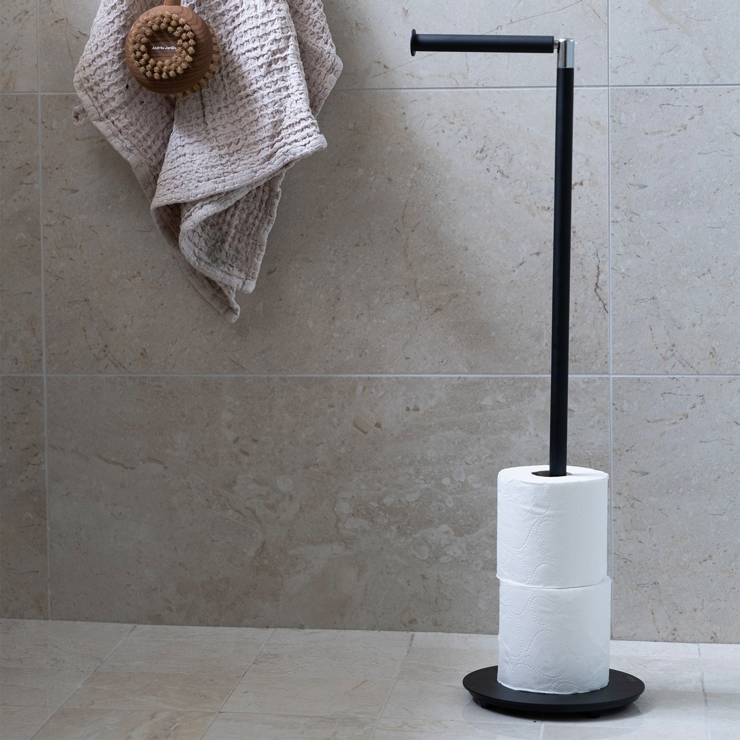 Smedbo Outline Lite Black Spare Base Toilet Roll Holder in Black lifestyle