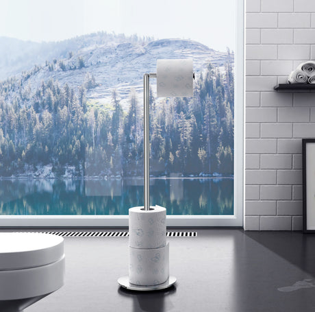 Smedbo Outline Lite Round Base Spare Toilet Roll Holder in Polished Stainless Steel lifestyle