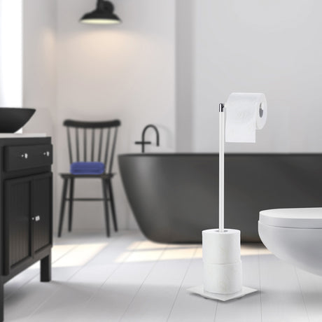 Smedbo Outline Lite Squared Base Spare Toilet Roll Holder in White lifestyle 1