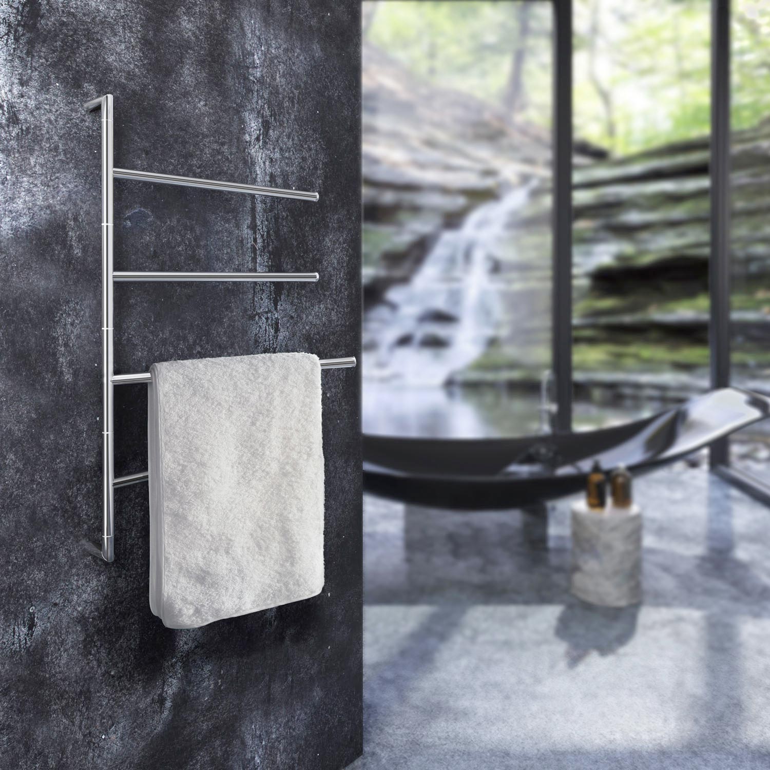 Smedbo Outline Lite Swing Arm Towel Rail In Polished Stainless Steel lifestyle