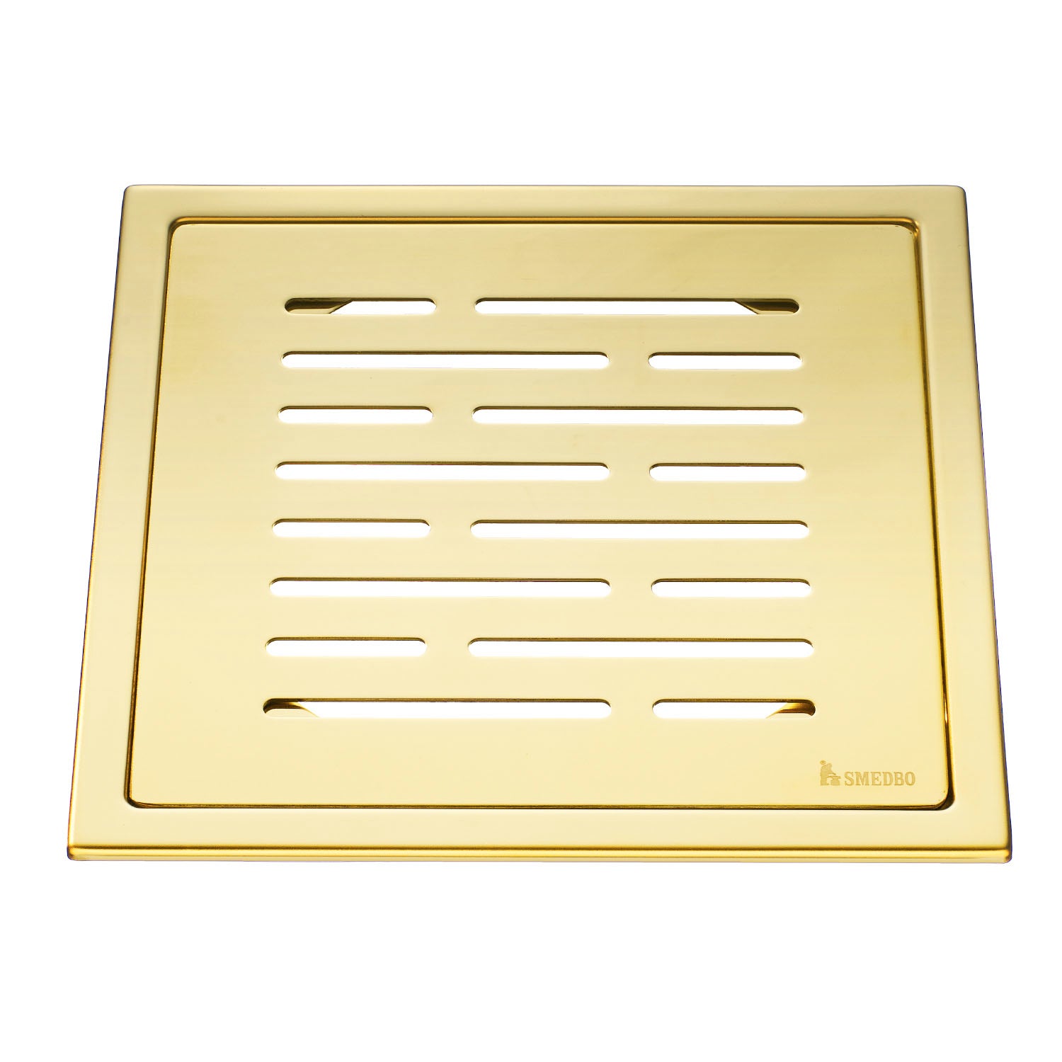 Smedbo Outline Polished Brass Floor Grating with Line Pattern