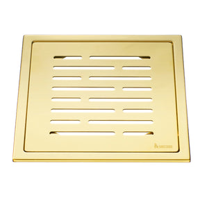 Smedbo Outline Polished Brass Floor Grating with Line Pattern