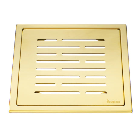 Smedbo Outline Polished Brass Floor Grating with Line Pattern