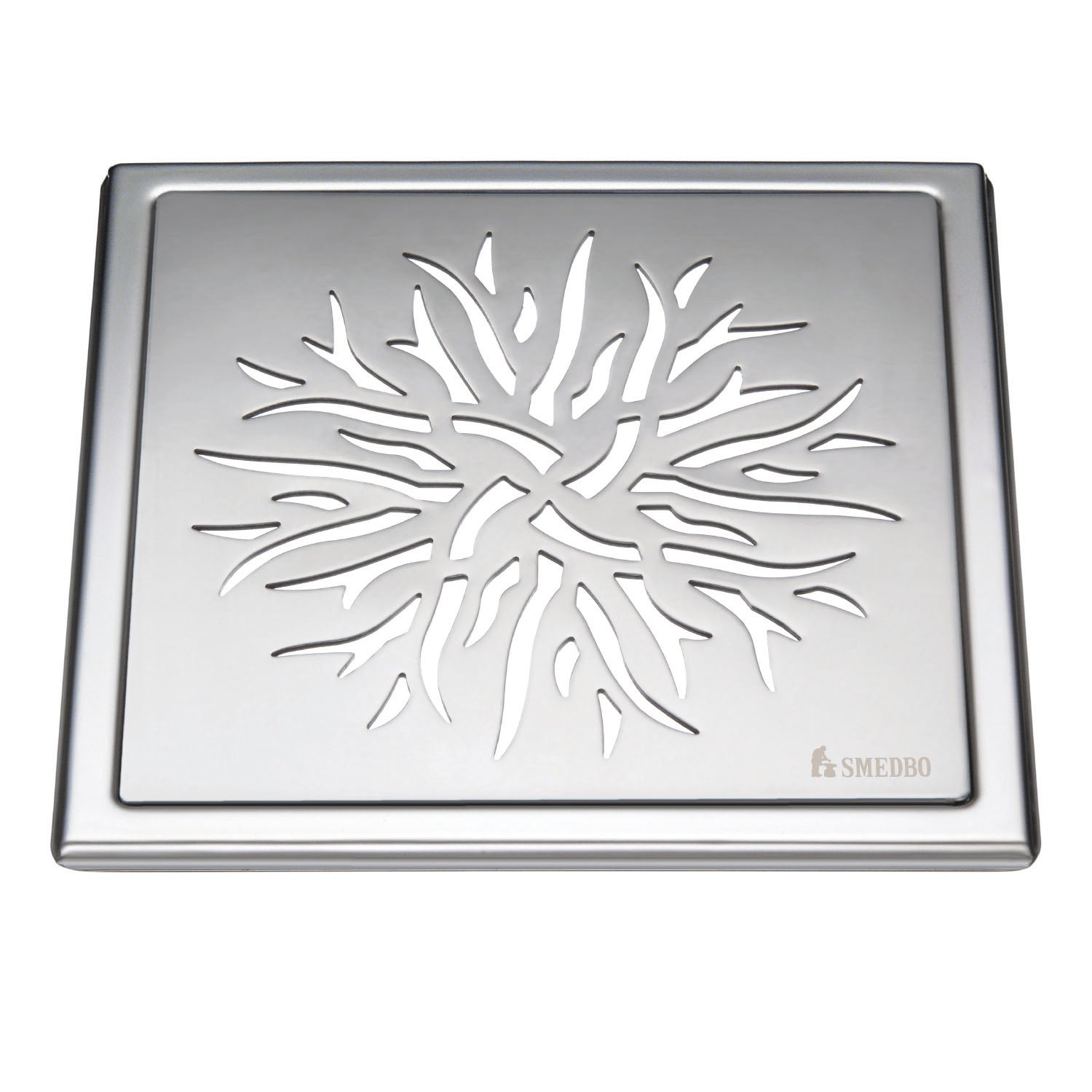 Smedbo Outline Polished Stainless Steel Floor Grating with Crown Pattern