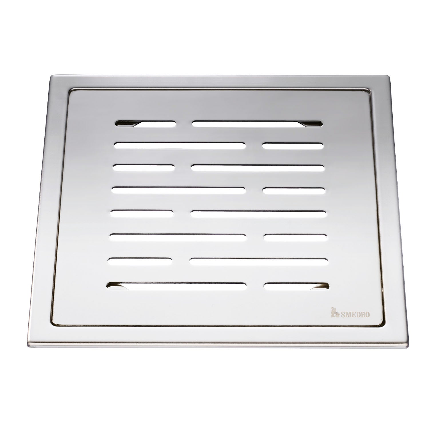 Smedbo Outline Polished Stainless Steel Floor Grating with Line Pattern | Waste Fitting Accessory