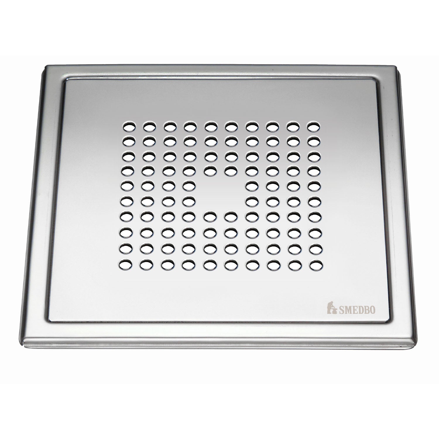 Smedbo Outline Polished Stainless Steel Floor Grating with Square Pattern