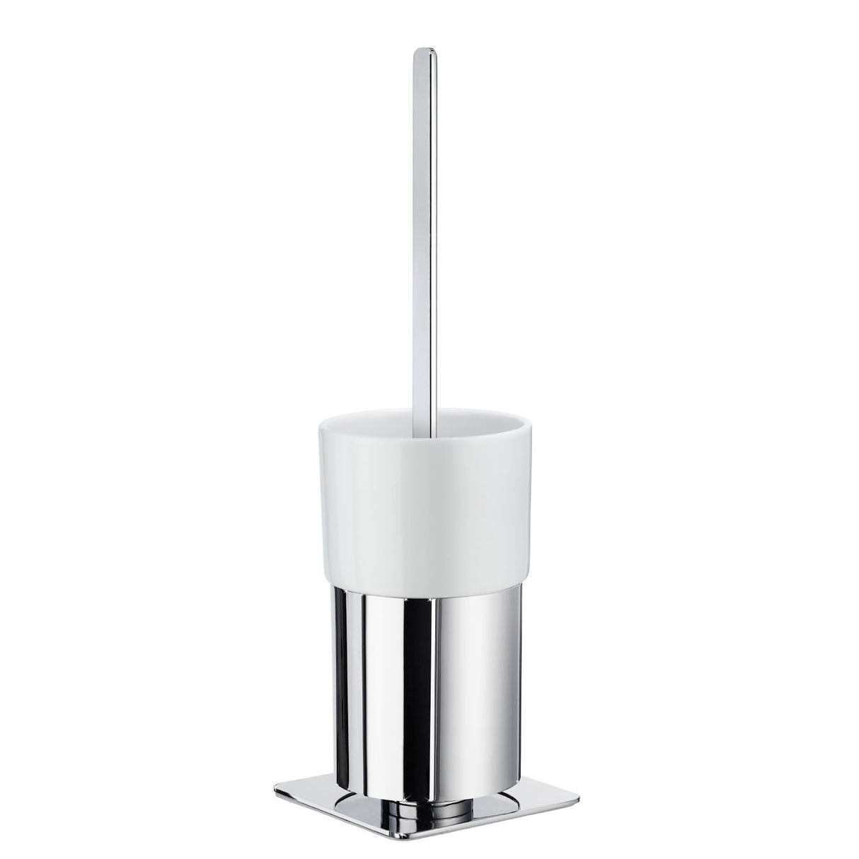 Smedbo Outline Square Base Toilet Brush with Porcelain Container