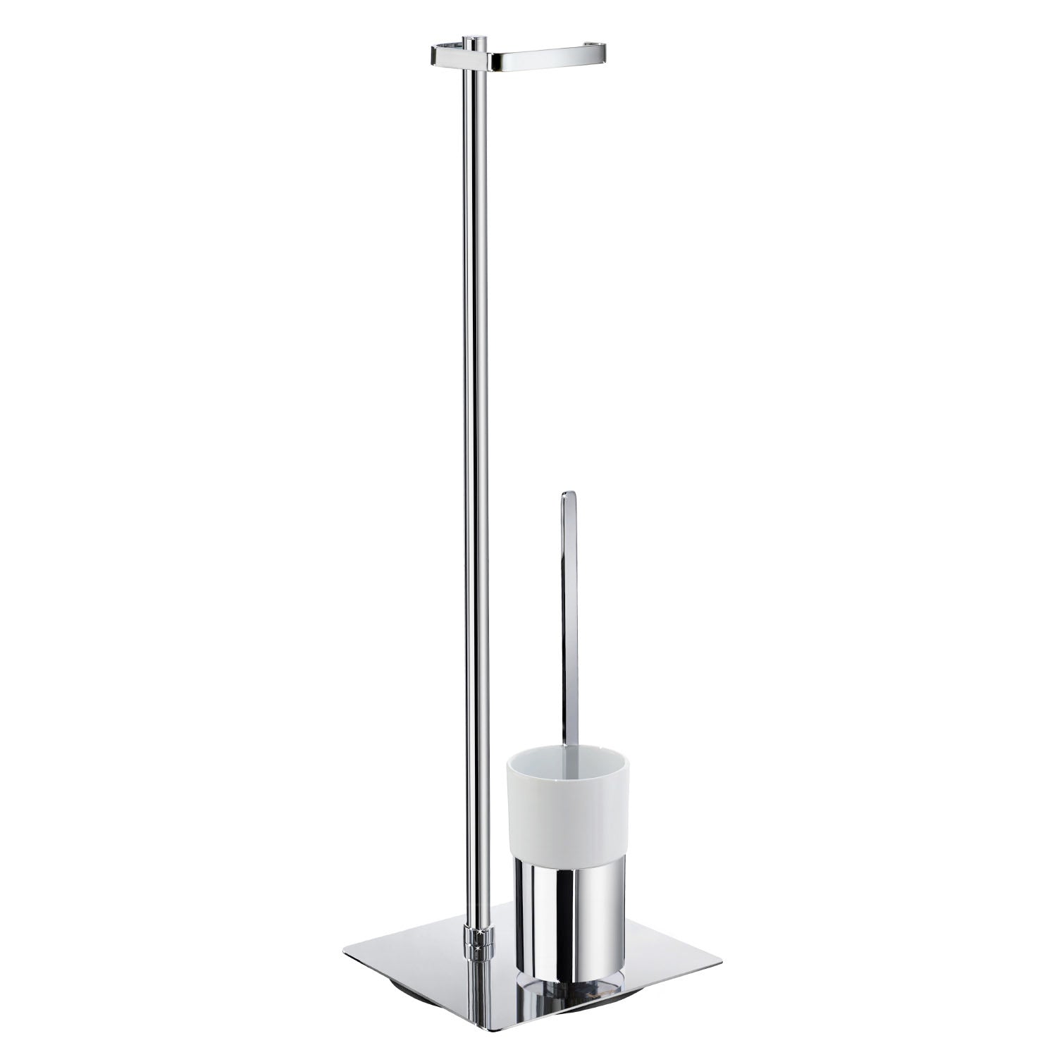 Smedbo Outline Square Base Toilet Roll Holder with Toilet Brush and Porcelain Container