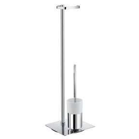 Smedbo Outline Square Base Toilet Roll Holder with Toilet Brush and Porcelain Container