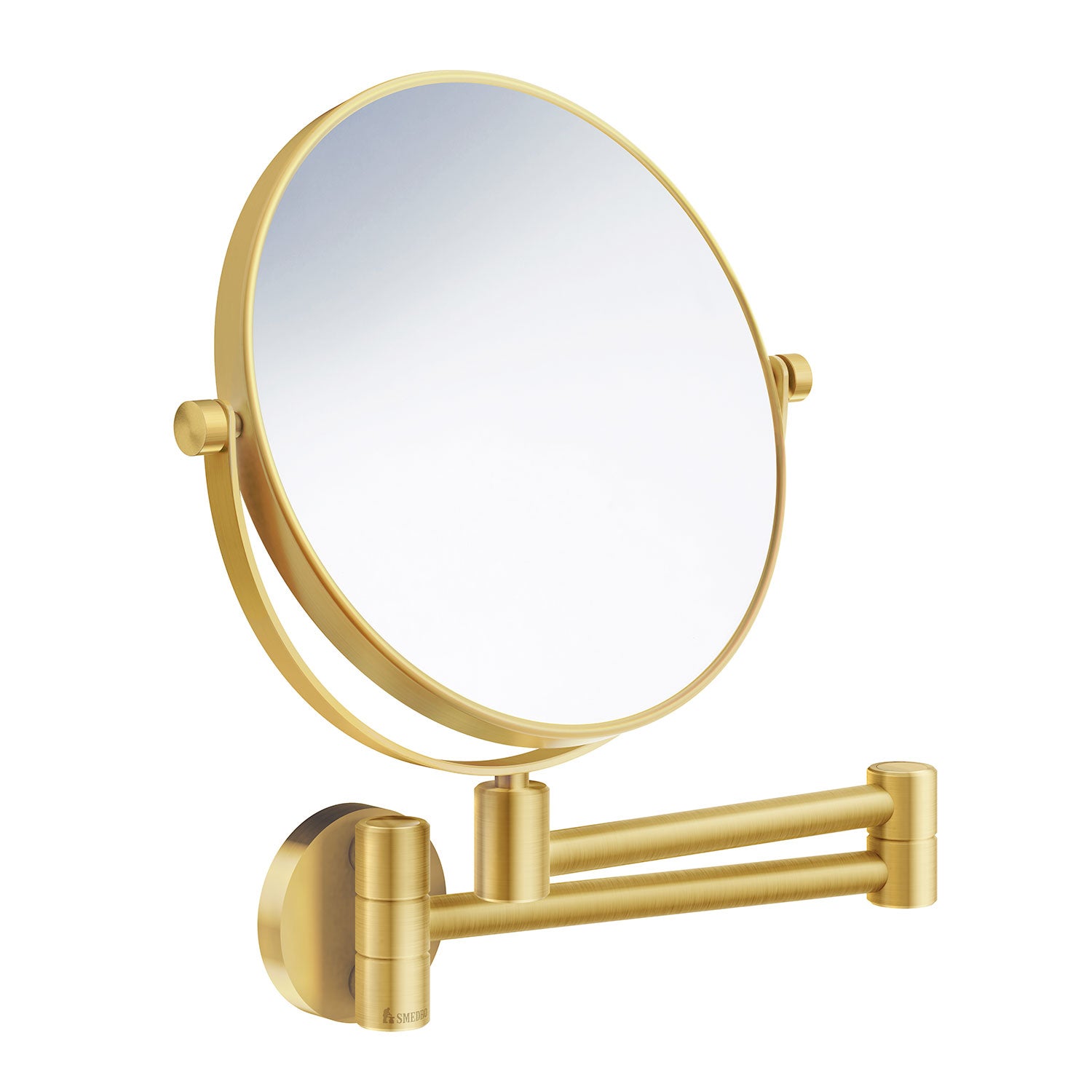 Smedbo Outline Swing Arm 7x Shaving and Make Up Mirror in Brushed Brass