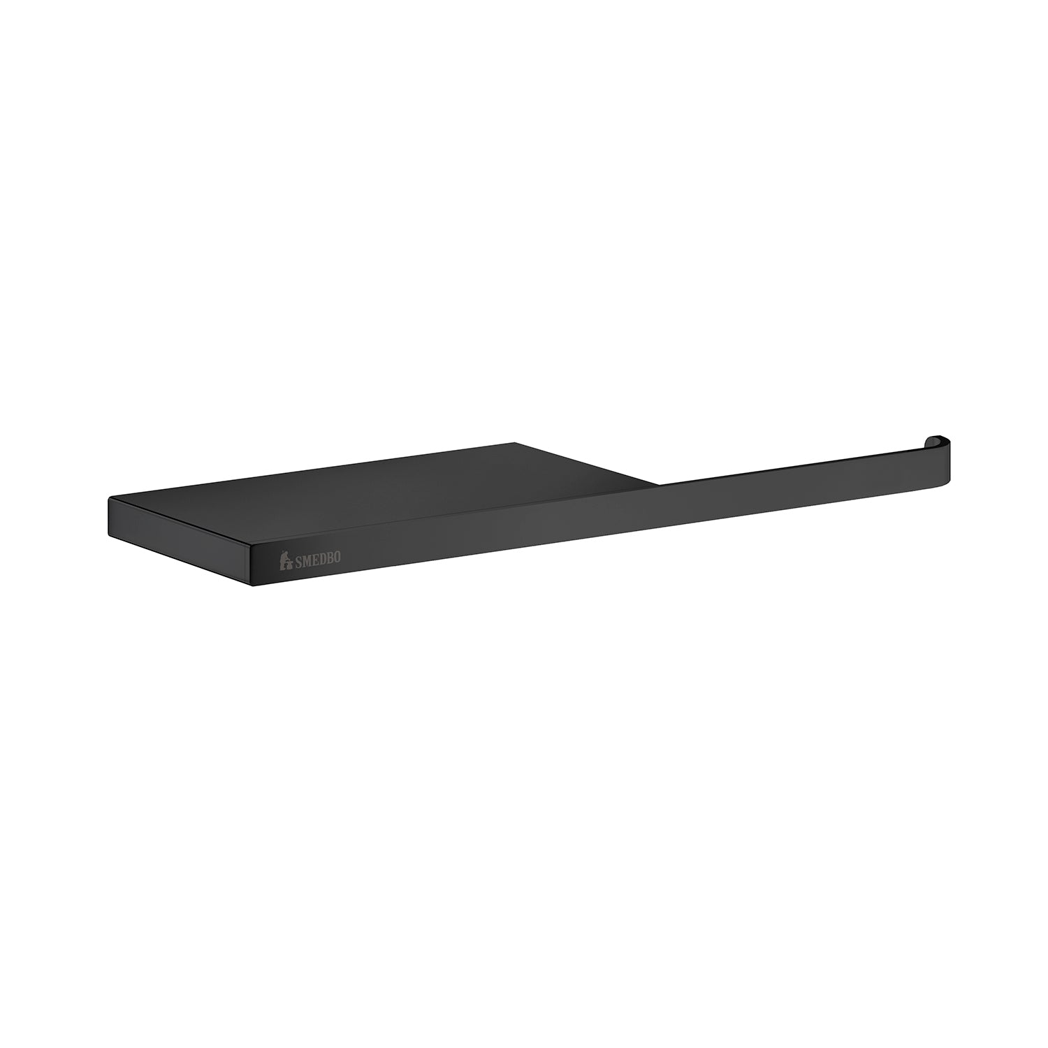 Smedbo Outline Toilet Roll Holder with Shelf in Matt Black