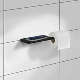 Smedbo Outline Toilet Roll Holder with Shelf in Matt Black lifestyle 2