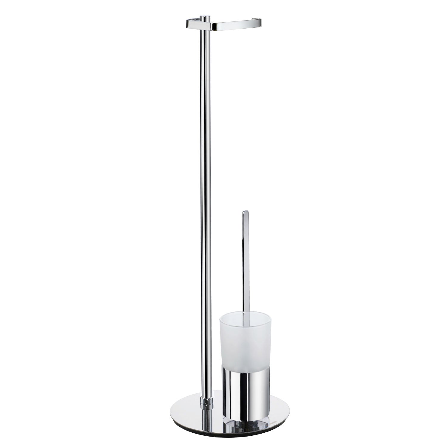 Smedbo Outline Toilet Roll Holder with Toilet Brush and Frosted Glass Container