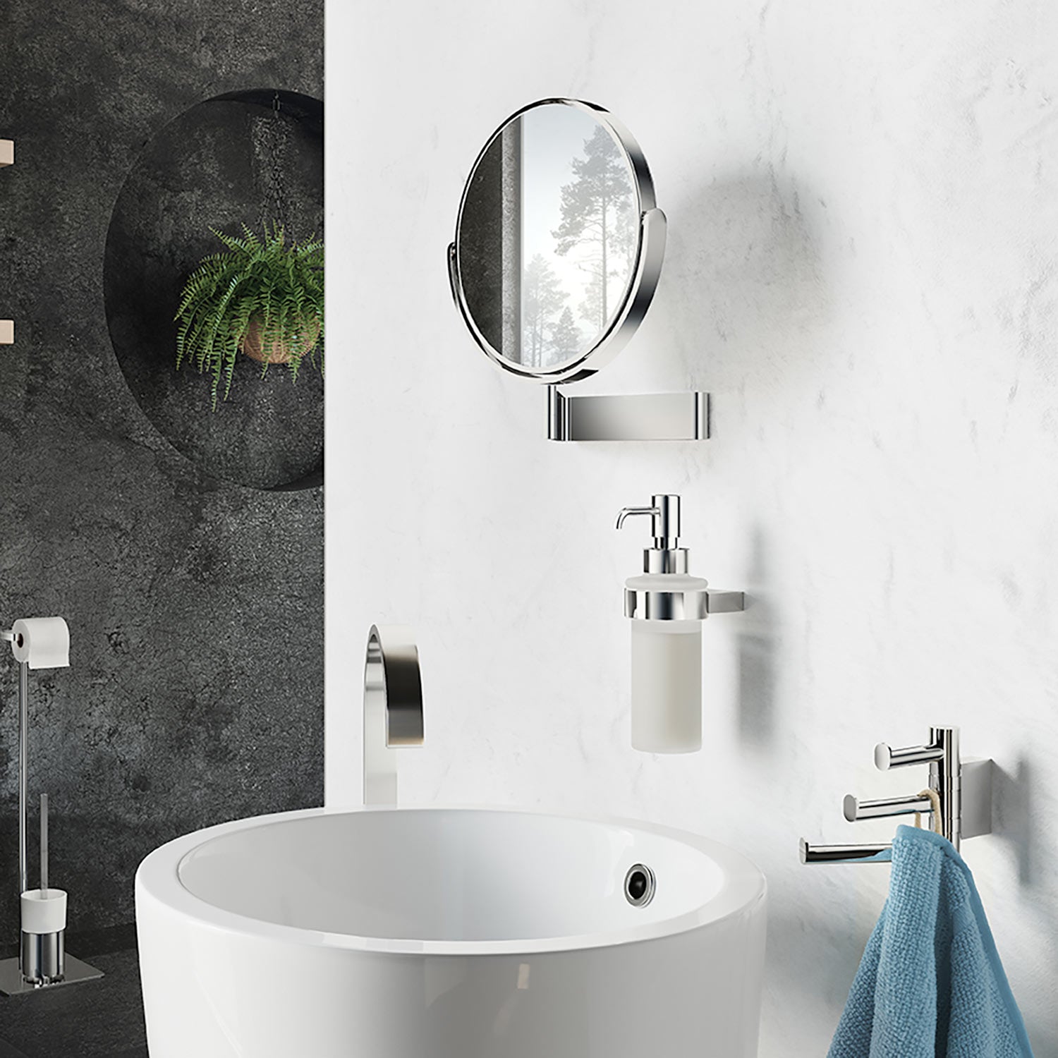 Smedbo Outline Wall Mounted Extendable Cosmetic Mirror In Polished Chrome lifestyle