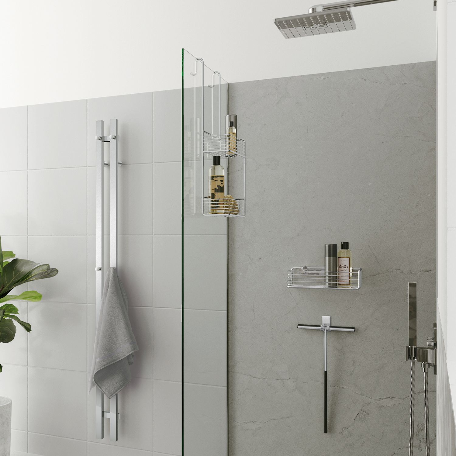 DK1141 Smedbo Sideline Chrome Double Hanging Shower Basket Lifestyle