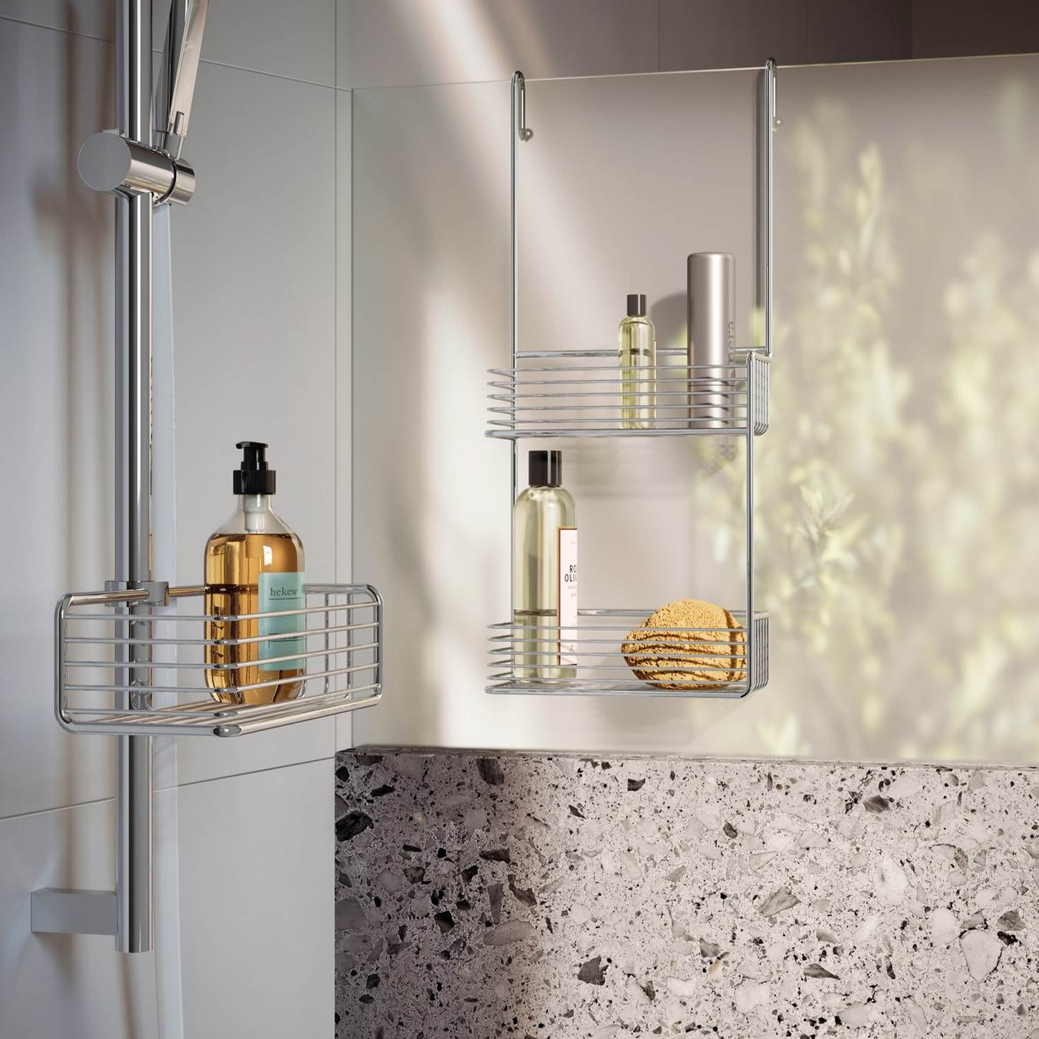 DK1141 Smedbo Sideline Chrome Double Hanging Shower Basket Shower Setting