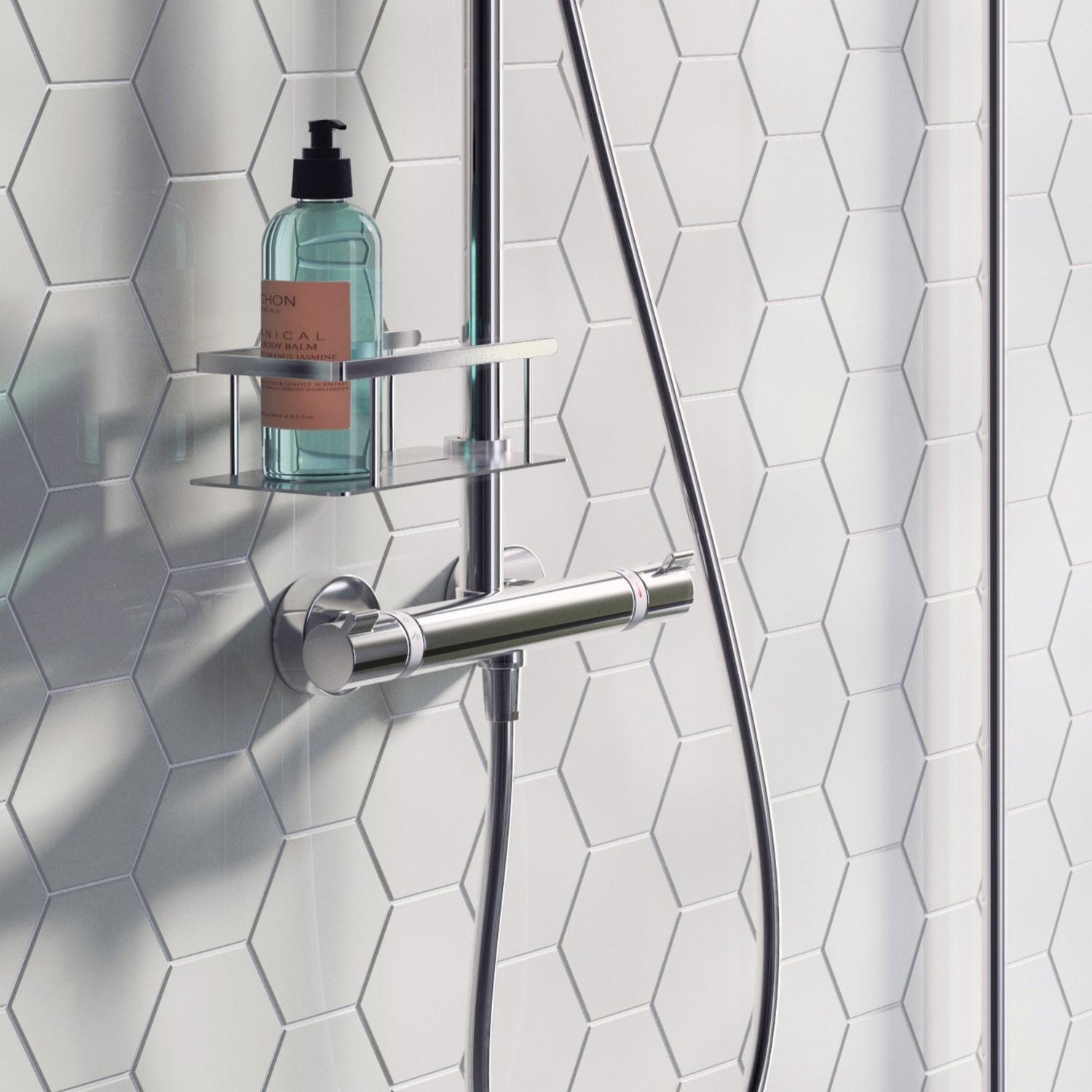 DK3008 Smedbo Sideline Chrome Shower Basket for Riser Rails Lifestyle