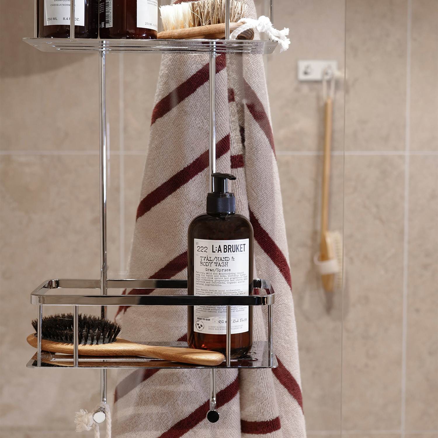 DK3041 Smedbo Sideline Double Hanging Chrome Shower Basket Close Up