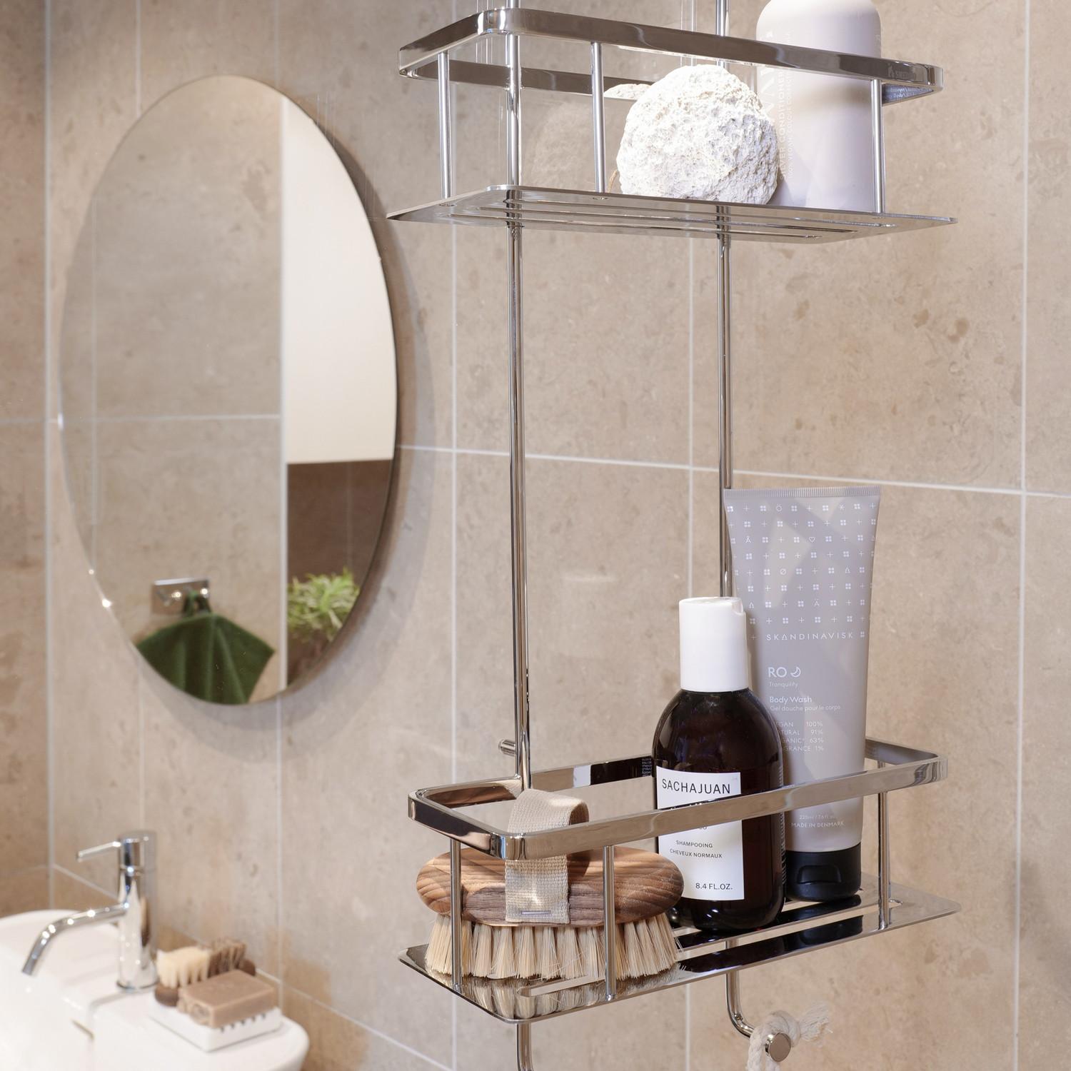 DK3041 Smedbo Sideline Double Hanging Chrome Shower Basket Lifestyle