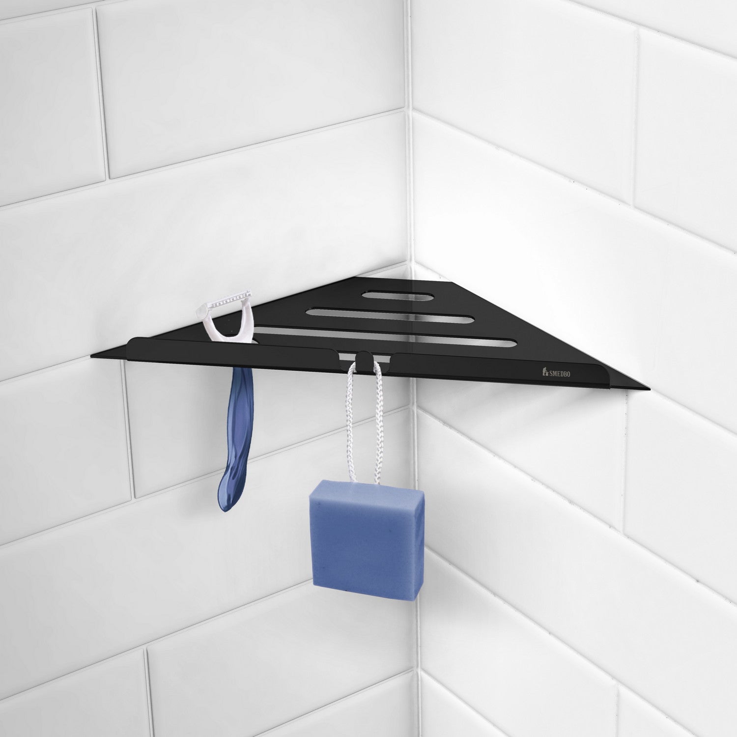 DB3060 Smedbo Sideline Grout Line Black Corner Shelf Lifestyle