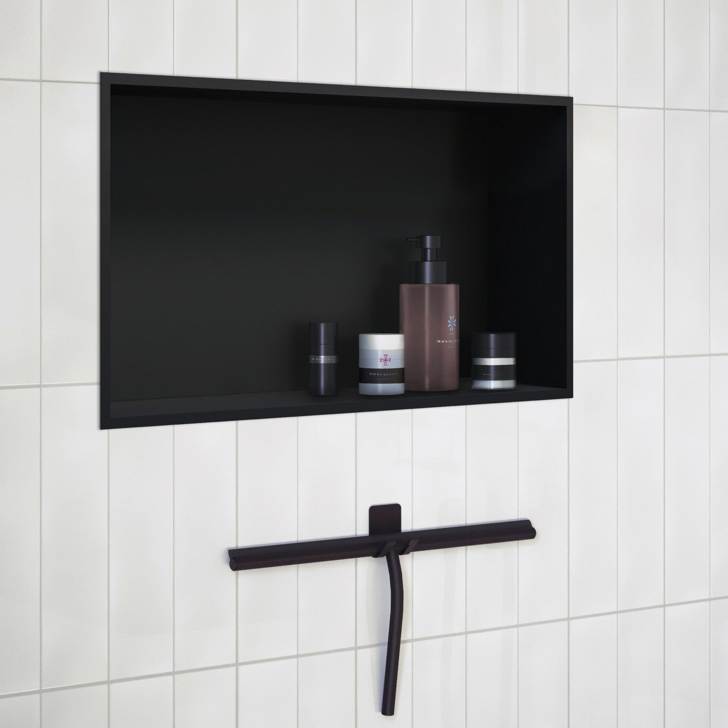 DB5023 Smedbo Sideline Matt Black 600 x 300mm Shower Niche Lifestyle
