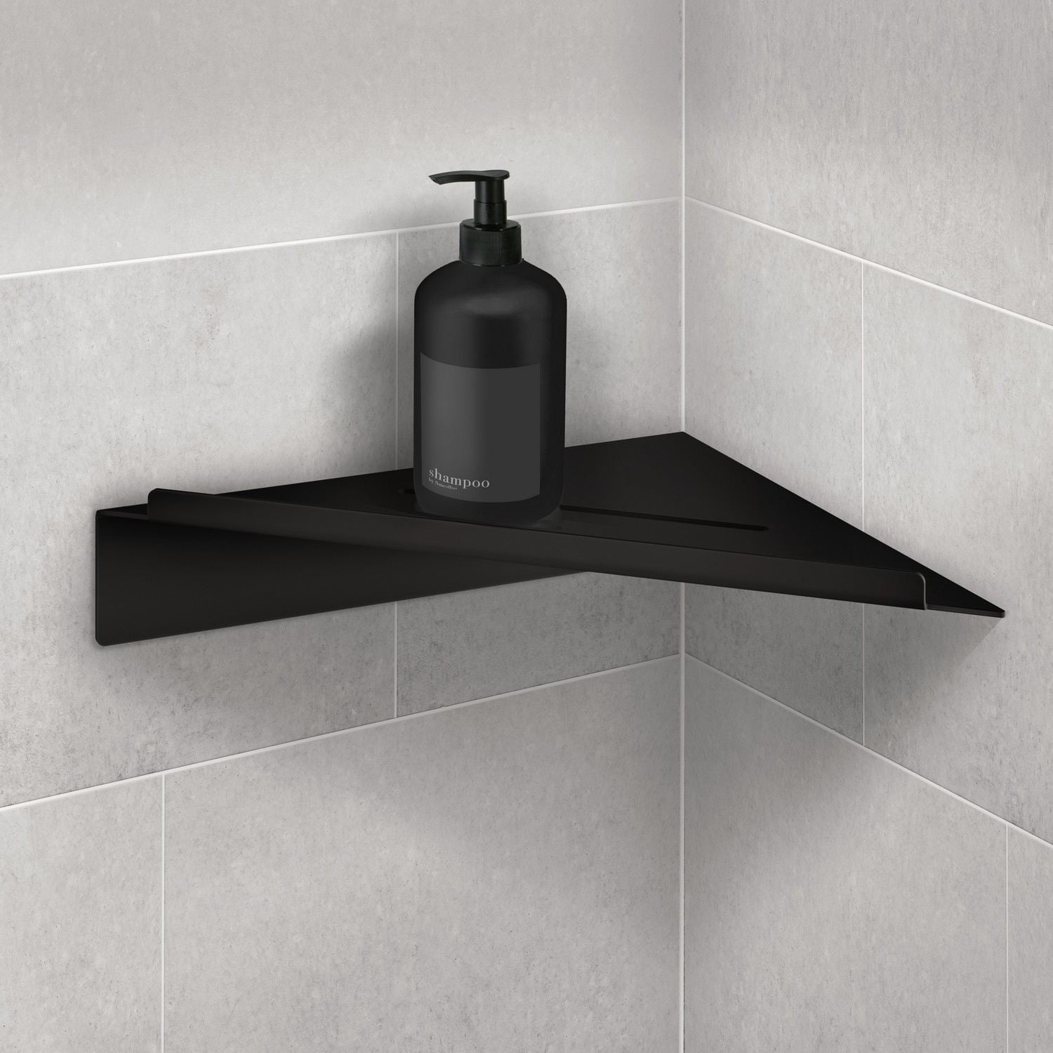 DB4111 Smedbo Sideline Self Adhesive Black Corner Shower Shelf Lifestyle