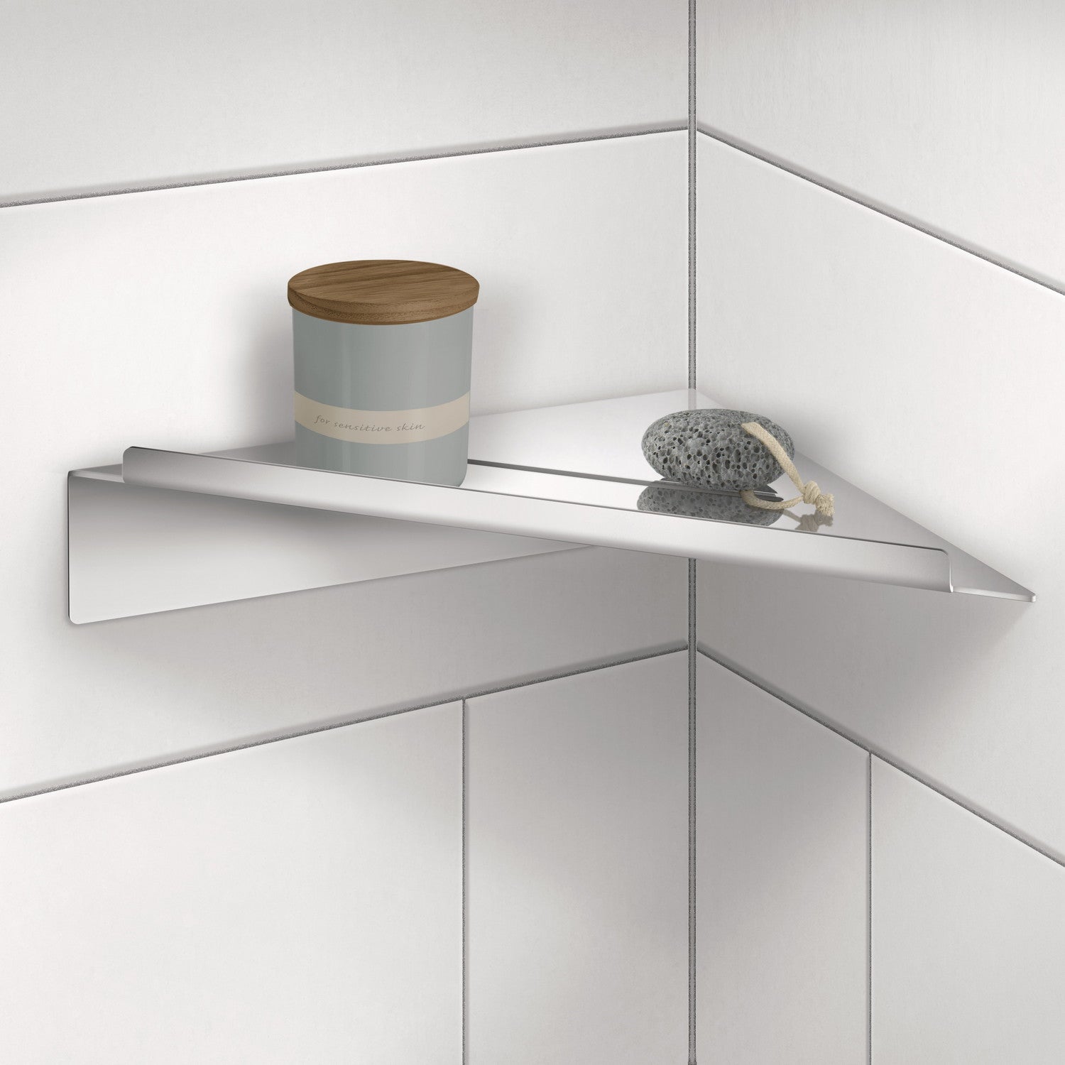 DK4111 Smedbo Sideline Self Adhesive Chrome Corner Shower Shelf Lifestyle