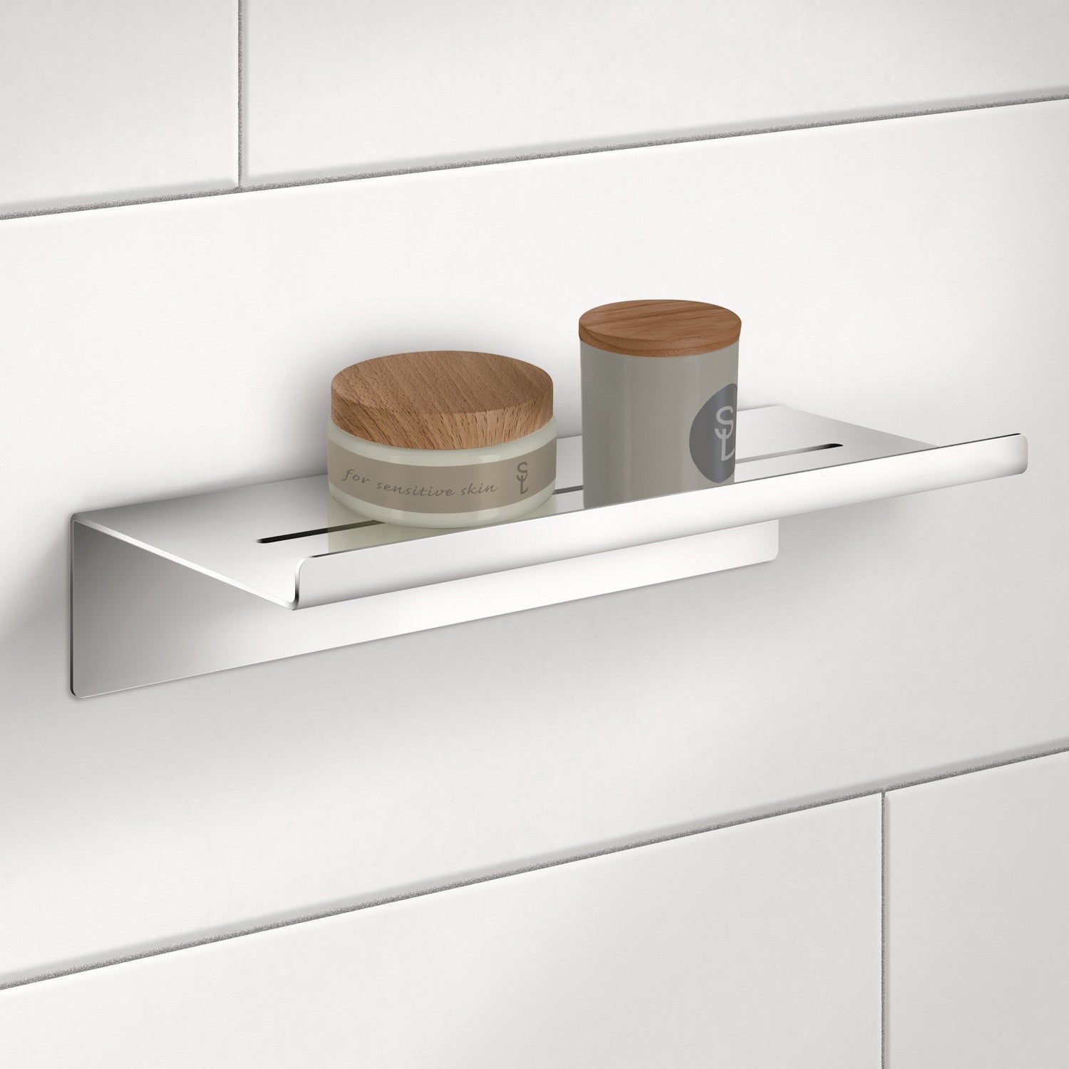 DK4100 Smedbo Sideline Self Adhesive Chrome Shower Shelf Lifestyle