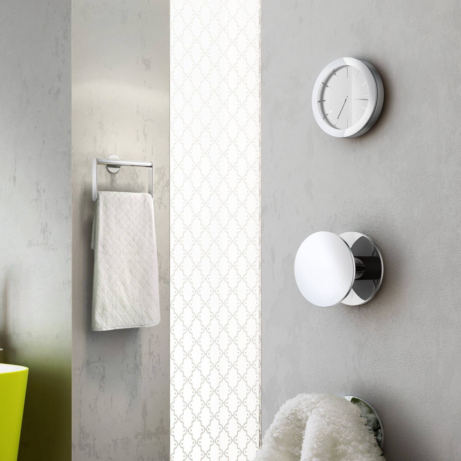 YX380 Smedbo Time Self Adhesive White Bathroom Clock Lifestyle