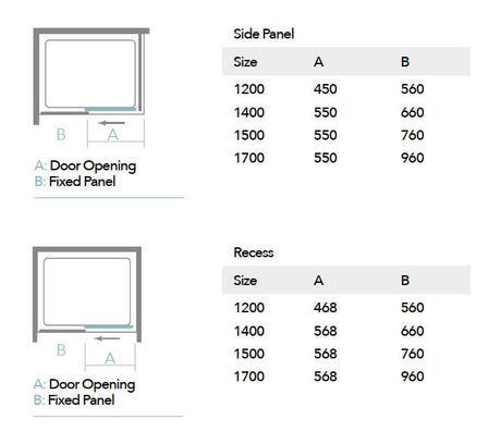 Merlyn Ionic Essence Frameless Black Sliding Shower Door Dimensions