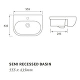 Ajax Caistor 1TH Semi Recessed Basin
