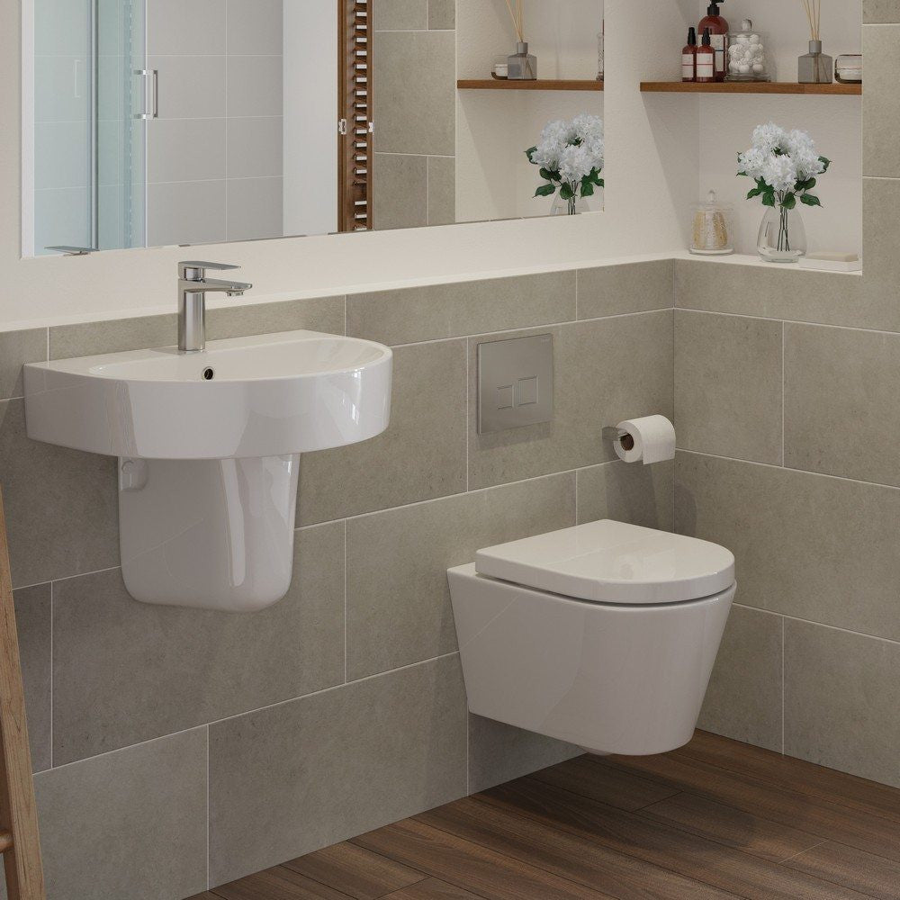 Ajax Caistor Rimless Wall Hung WC and Soft Close Seat lifestyle