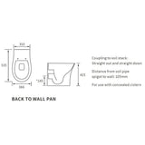 Ajax Donnington Rimless Back to Wall WC and Seat dimensions
