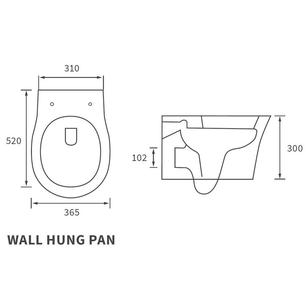 Ajax Donnington Rimless Wall Hung WC and Seat dimensions