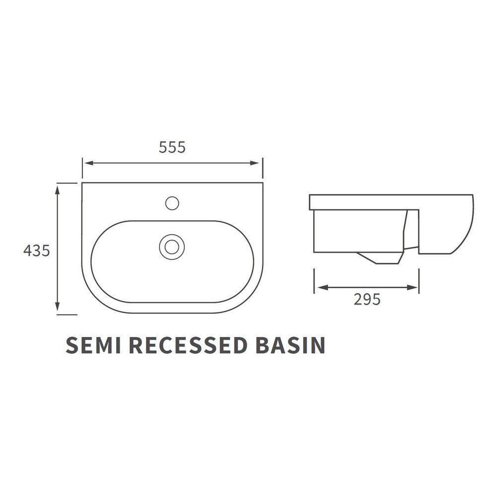Ajax Maltby 1TH Semi Recessed Basin dimensions