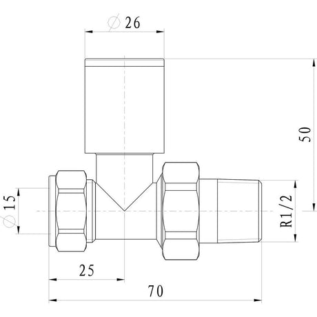 Ajax Patterned Straight Radiator Valves in Anthracite dimensions