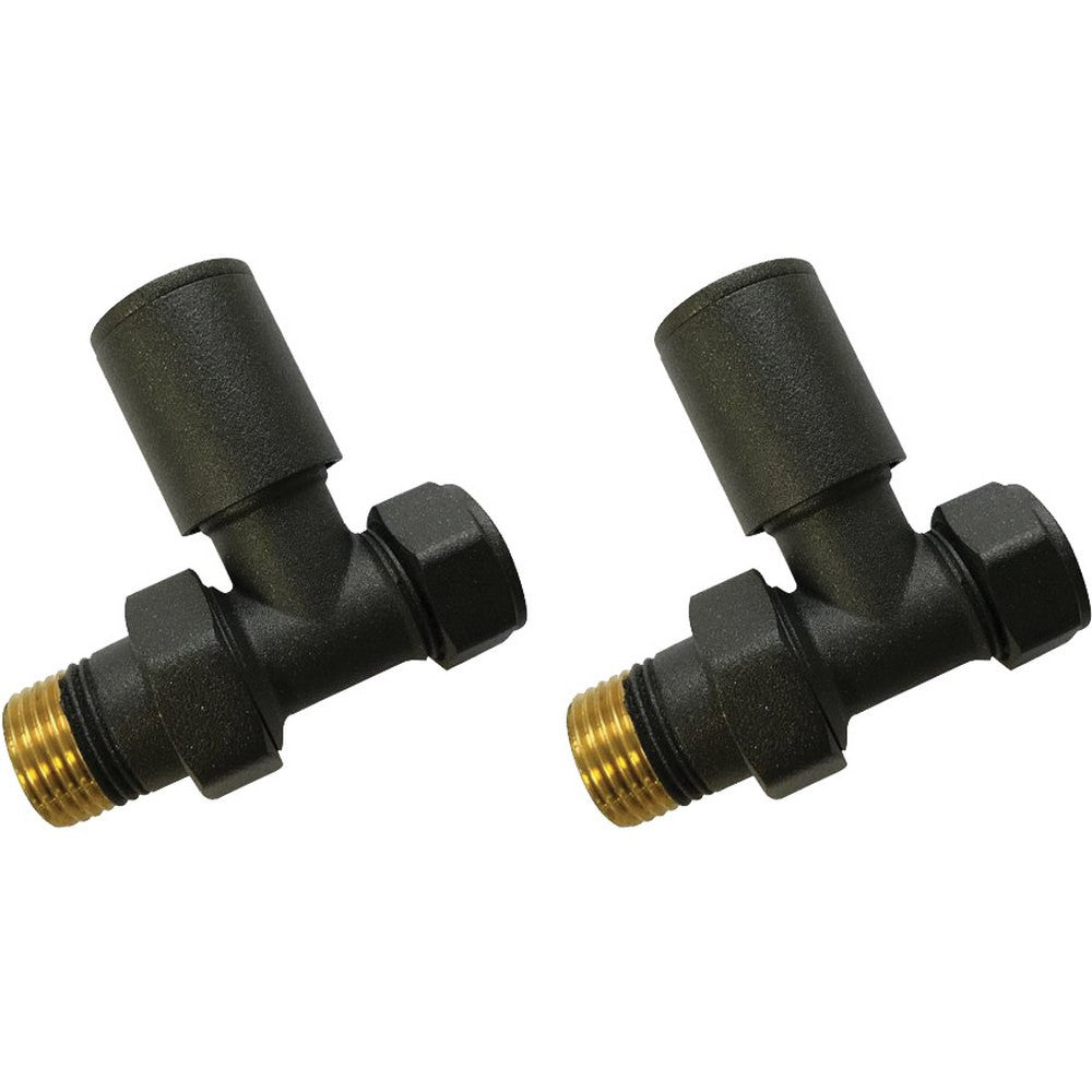 Ajax Patterned Straight Radiator Valves in Anthracite 
