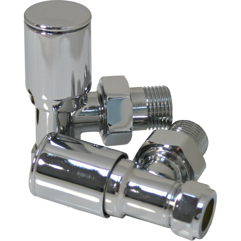 Ajax Patterned Angled Radiator Valves in Chrome