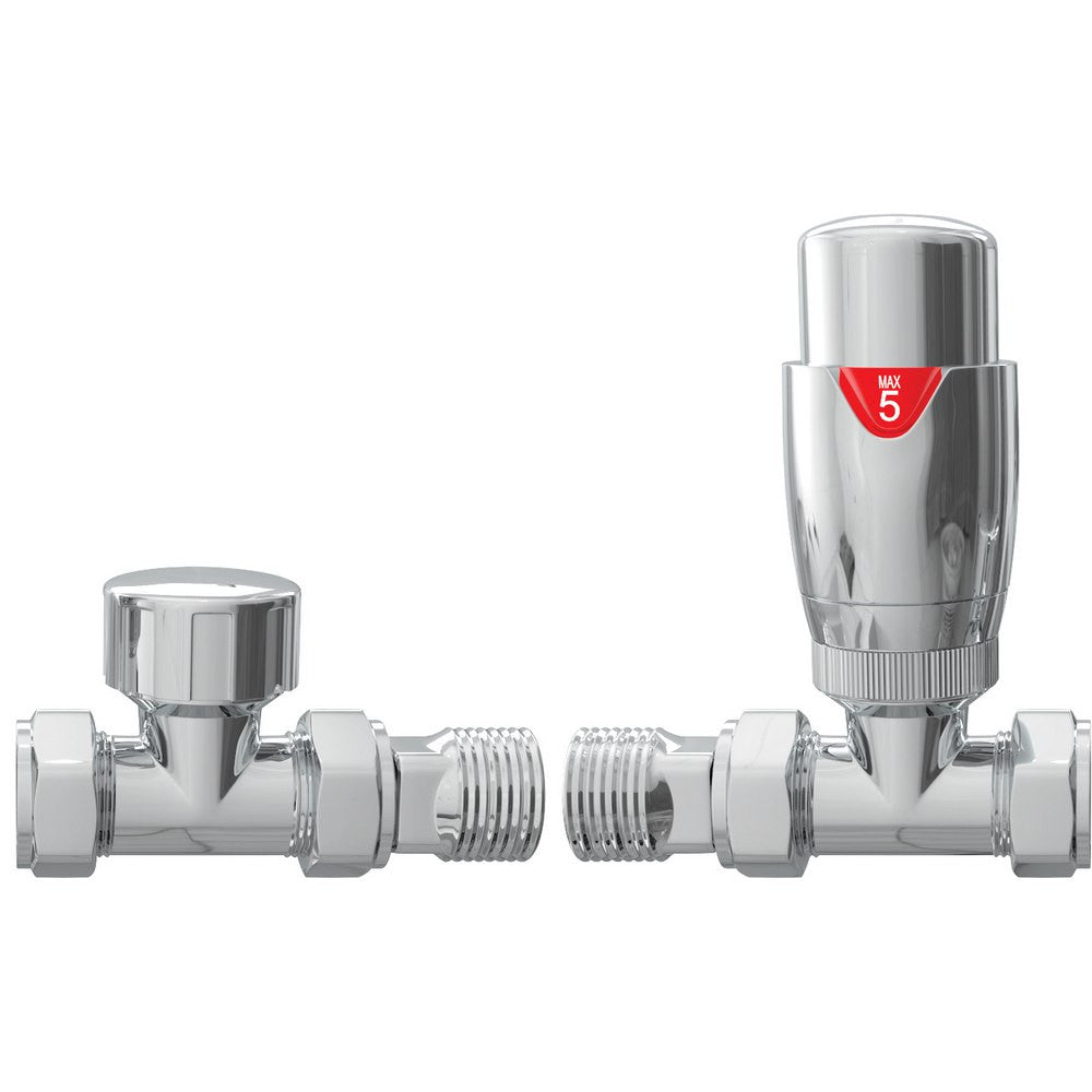Ajax Round Straight Thermostatic Radiator Valves in Chrome