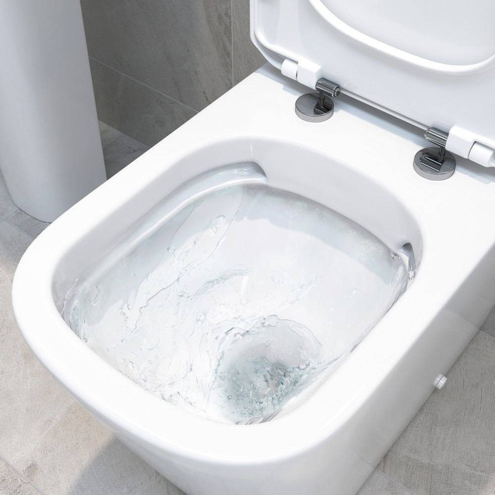 Ajax Weelsby Rimless Close Coupled Closed Back Comfort Height WC and Seat inside